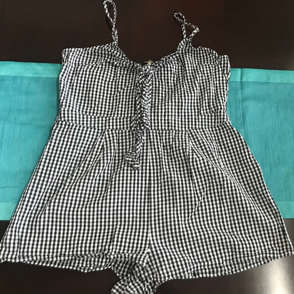 J for Justify Black & White Plaid Romper